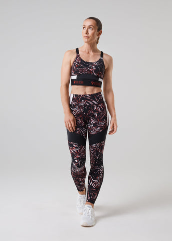 Prowess Print Block Leggings - Red Shadow